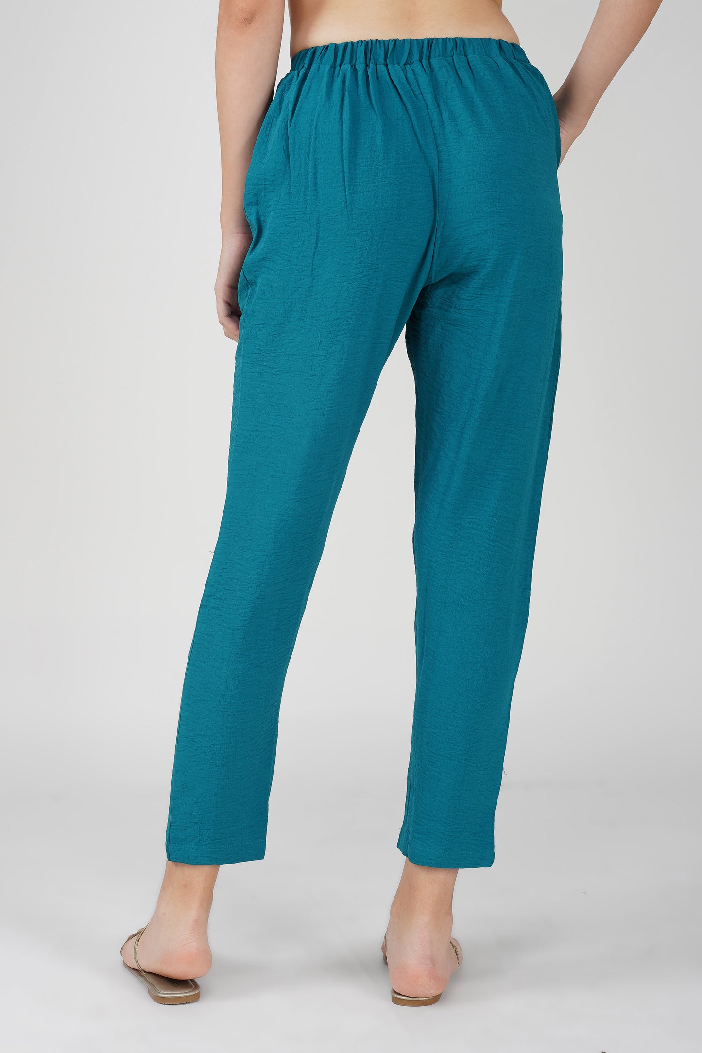 GoGo Pants – Peacock Blue Crush Trousers with Pocket