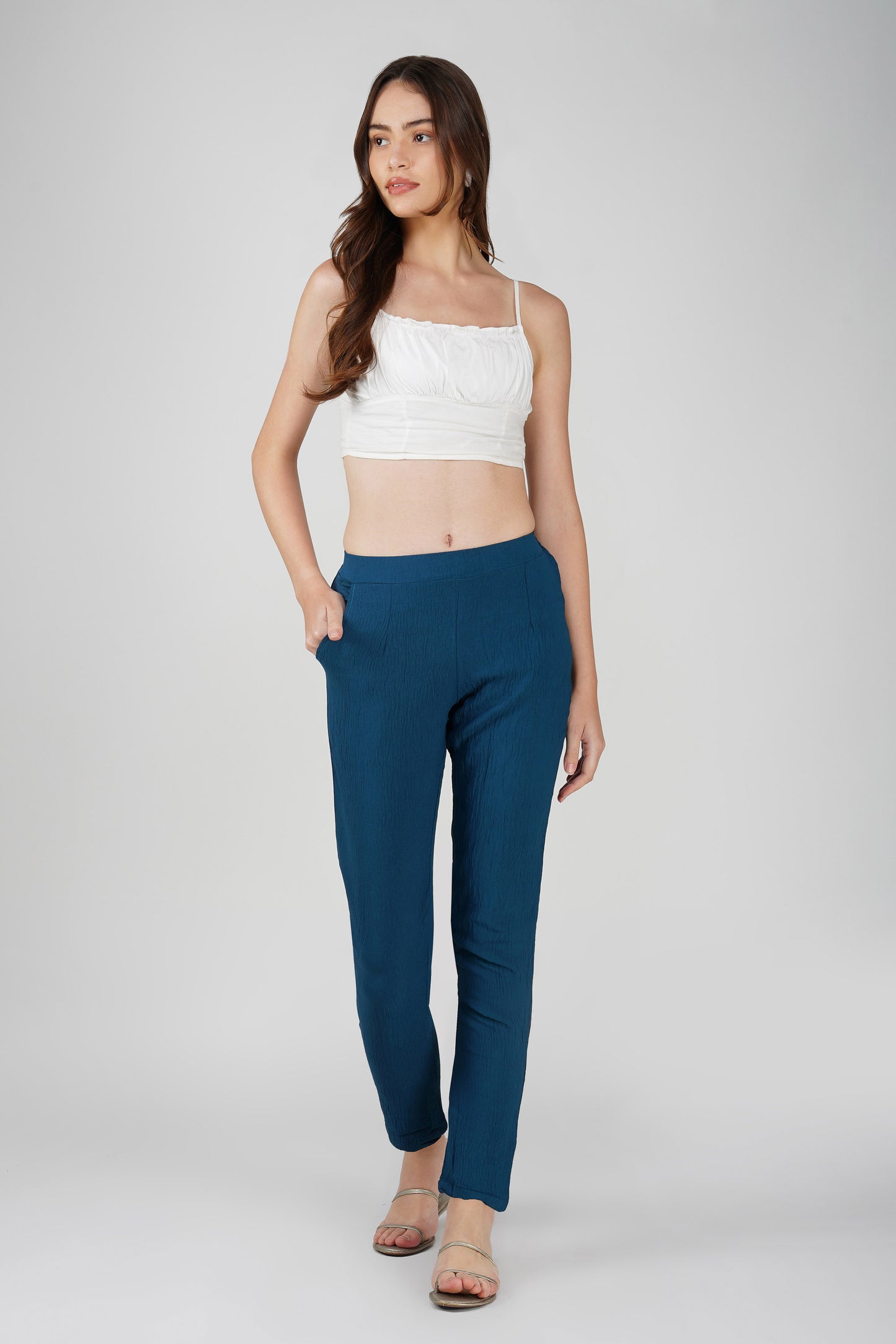 GoGo Pants – Prussian Blue Crush Trousers with Pocket