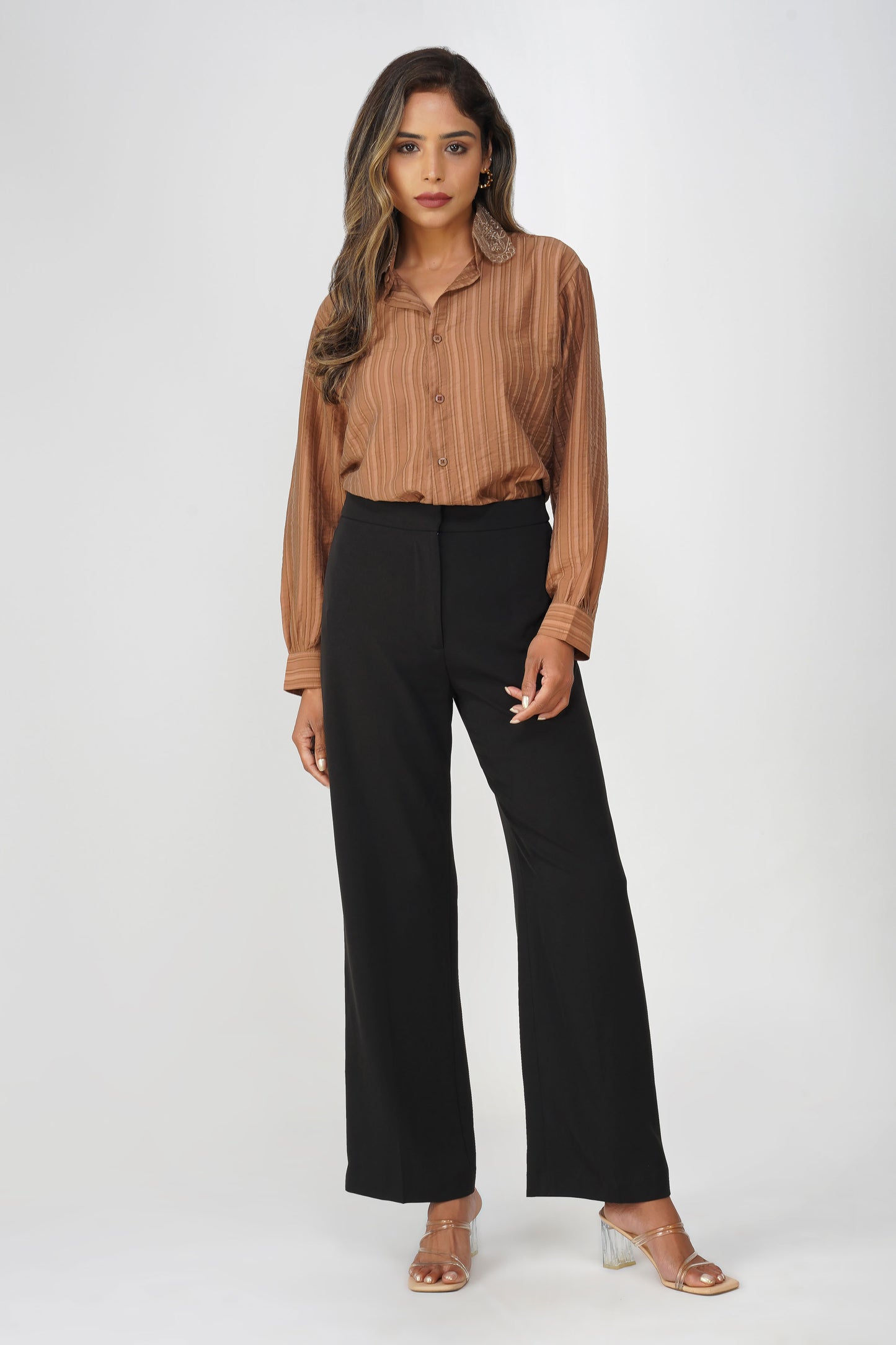 Couture Silk Collar Shirt – Mocha Glaze