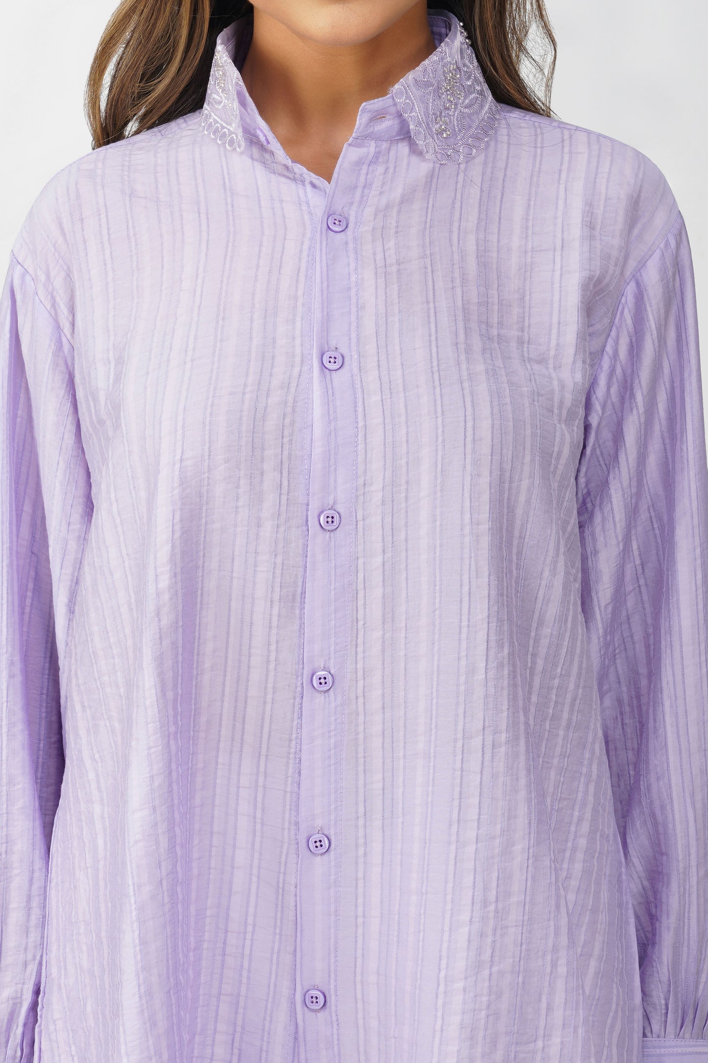 Couture Silk Collar Shirt – Lilac
