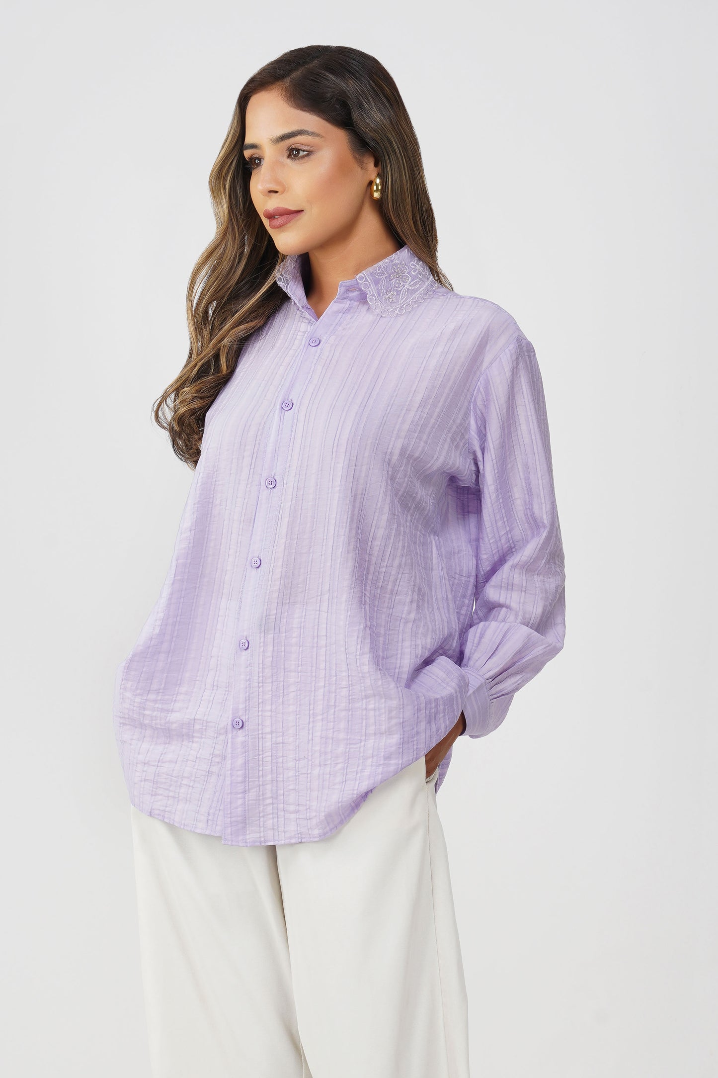 Couture Silk Collar Shirt – Lilac