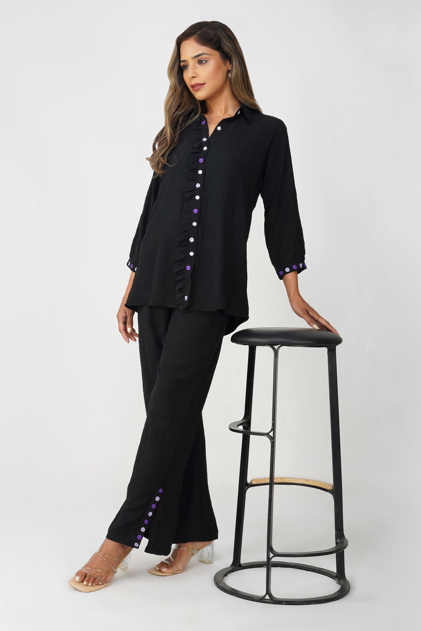 Phoolmati Embroidered Coord Set – Black by Bindigasm