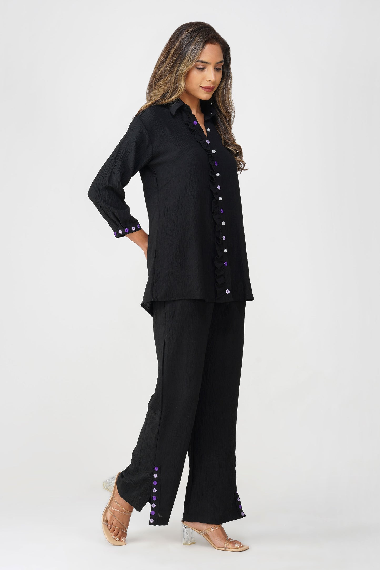Phoolmati Embroidered Coord Set – Black by Bindigasm