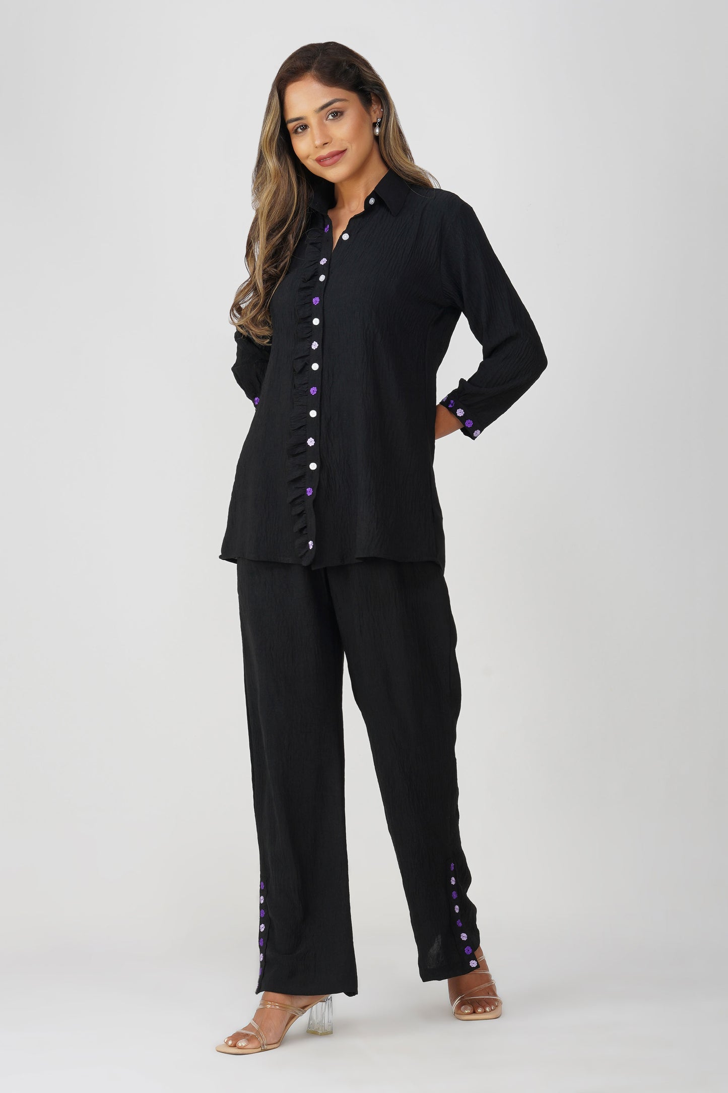 Phoolmati Embroidered Coord Set – Black by Bindigasm