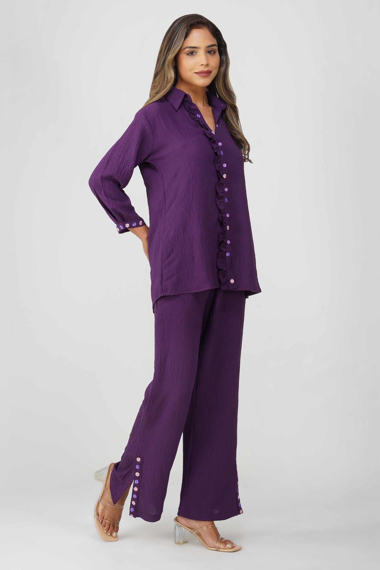 Phoolmati Embroidered Coord Set – Purple by Bindigasm