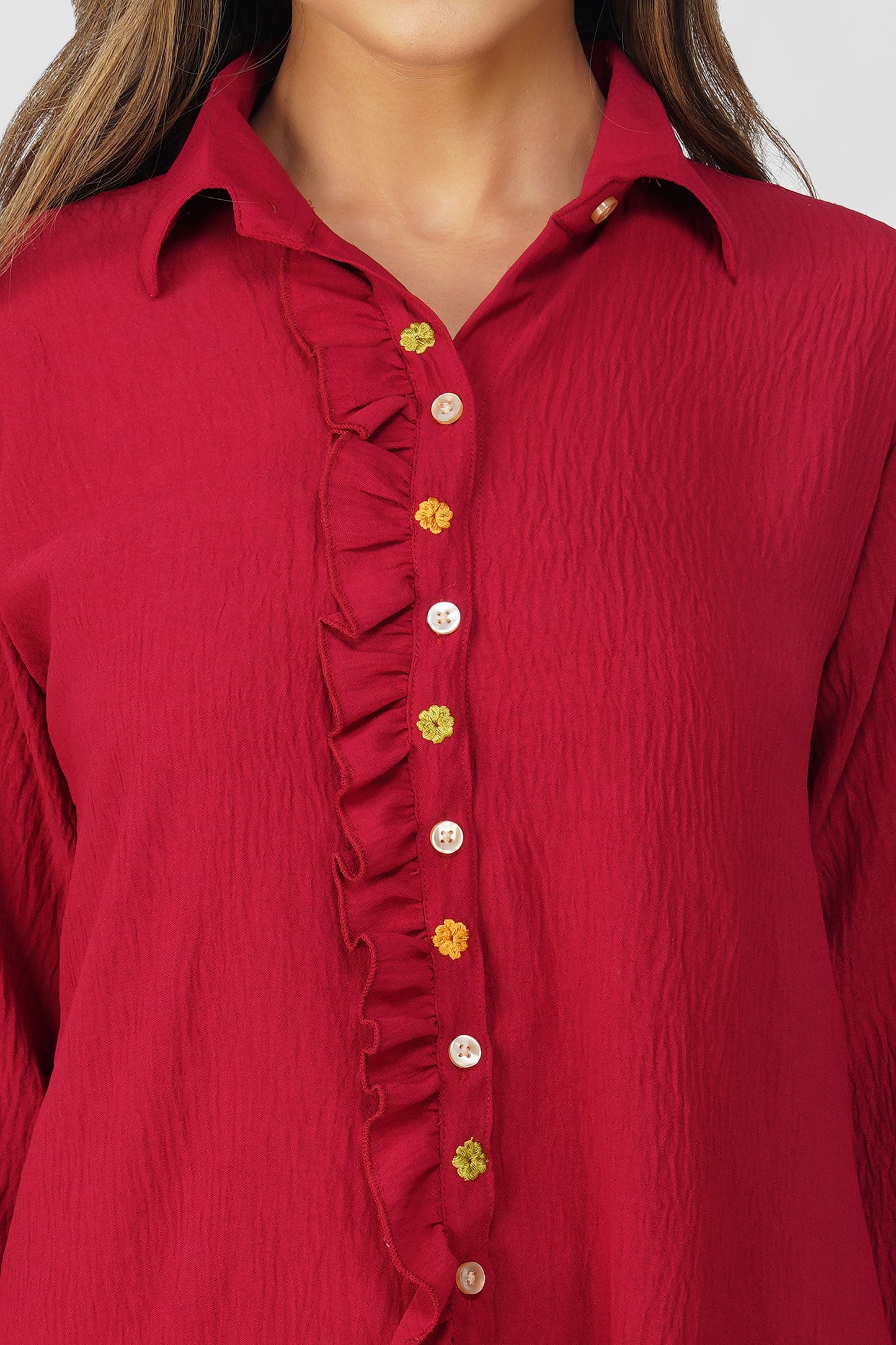 Phoolmati Embroidered Coord Set – Vermilion Red by Bindigasm