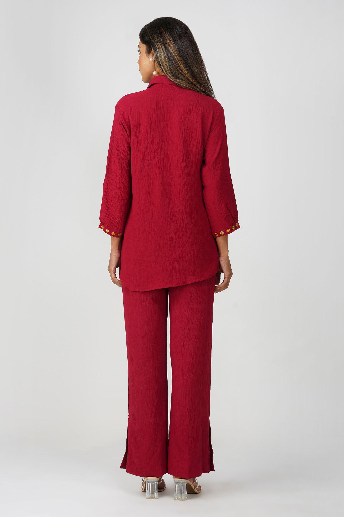 Phoolmati Embroidered Coord Set – Vermilion Red by Bindigasm