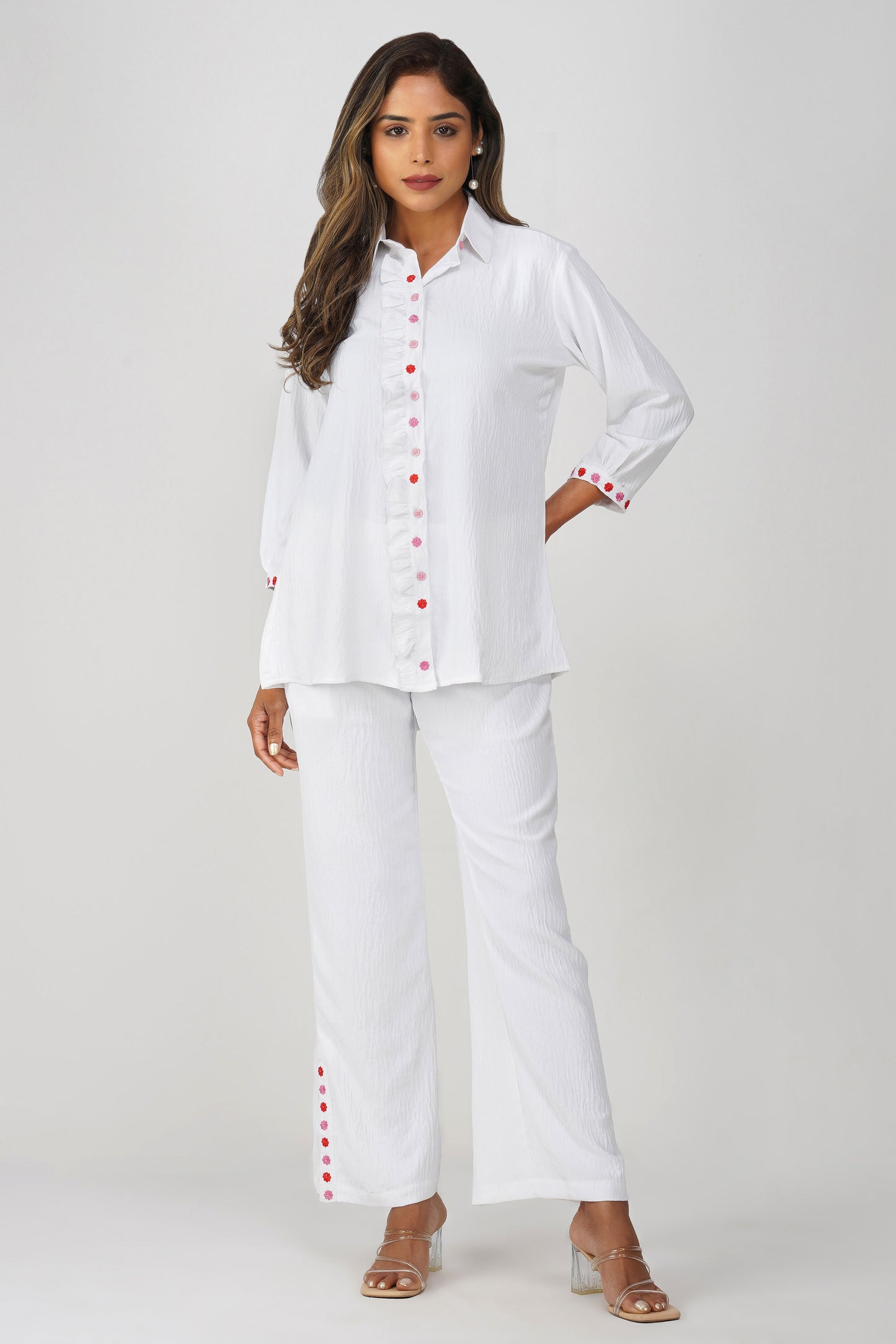 Phoolmati Embroidered Coord Set – White by Bindigasm