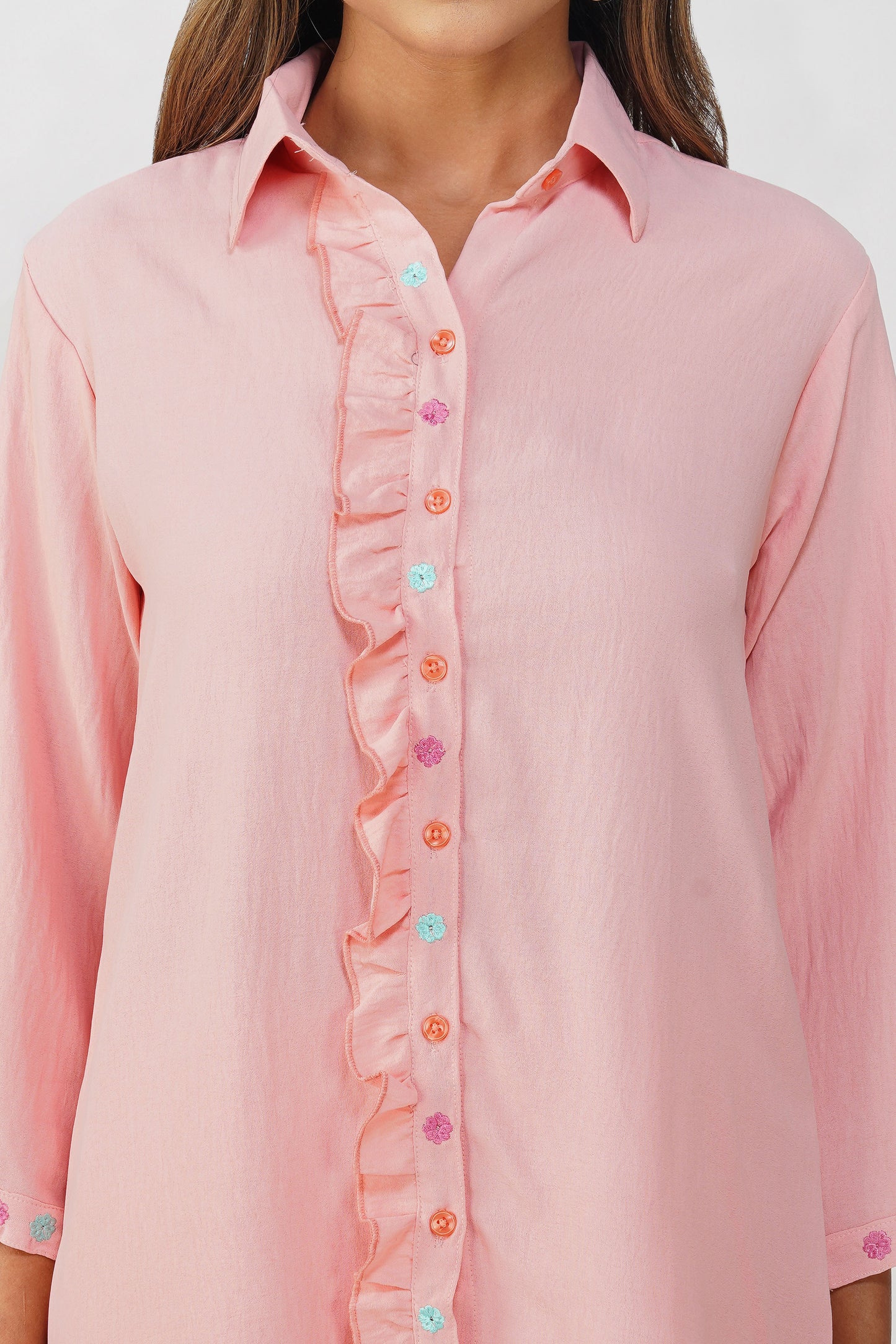 Phoolmati Embroidered Coord Set – Peach by Bindigasm