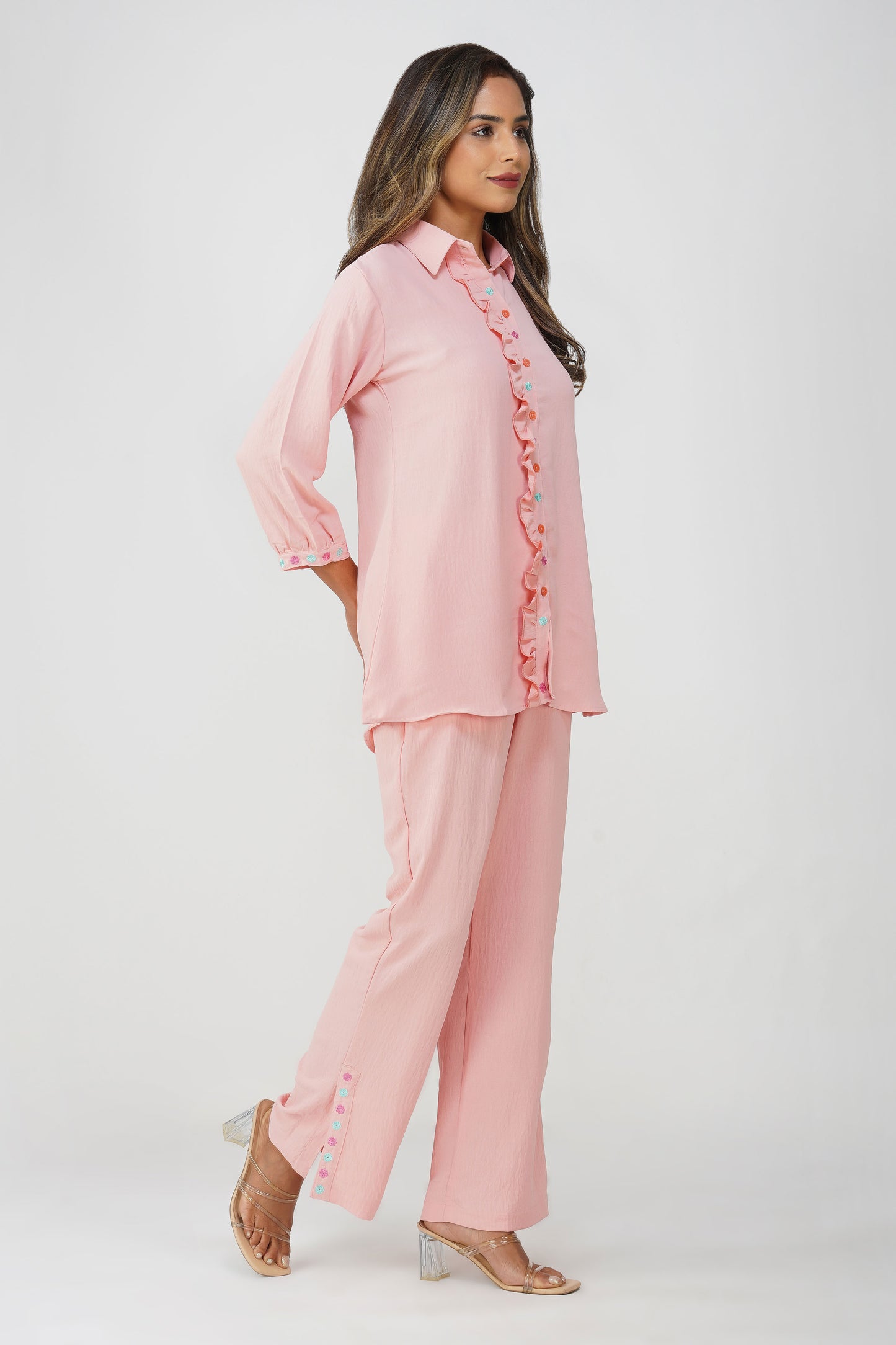 Phoolmati Embroidered Coord Set – Peach by Bindigasm