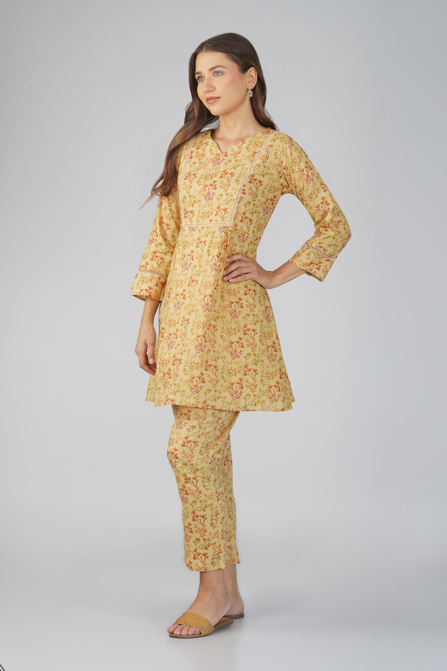 Kajal Cotton Co-ord - Yellow