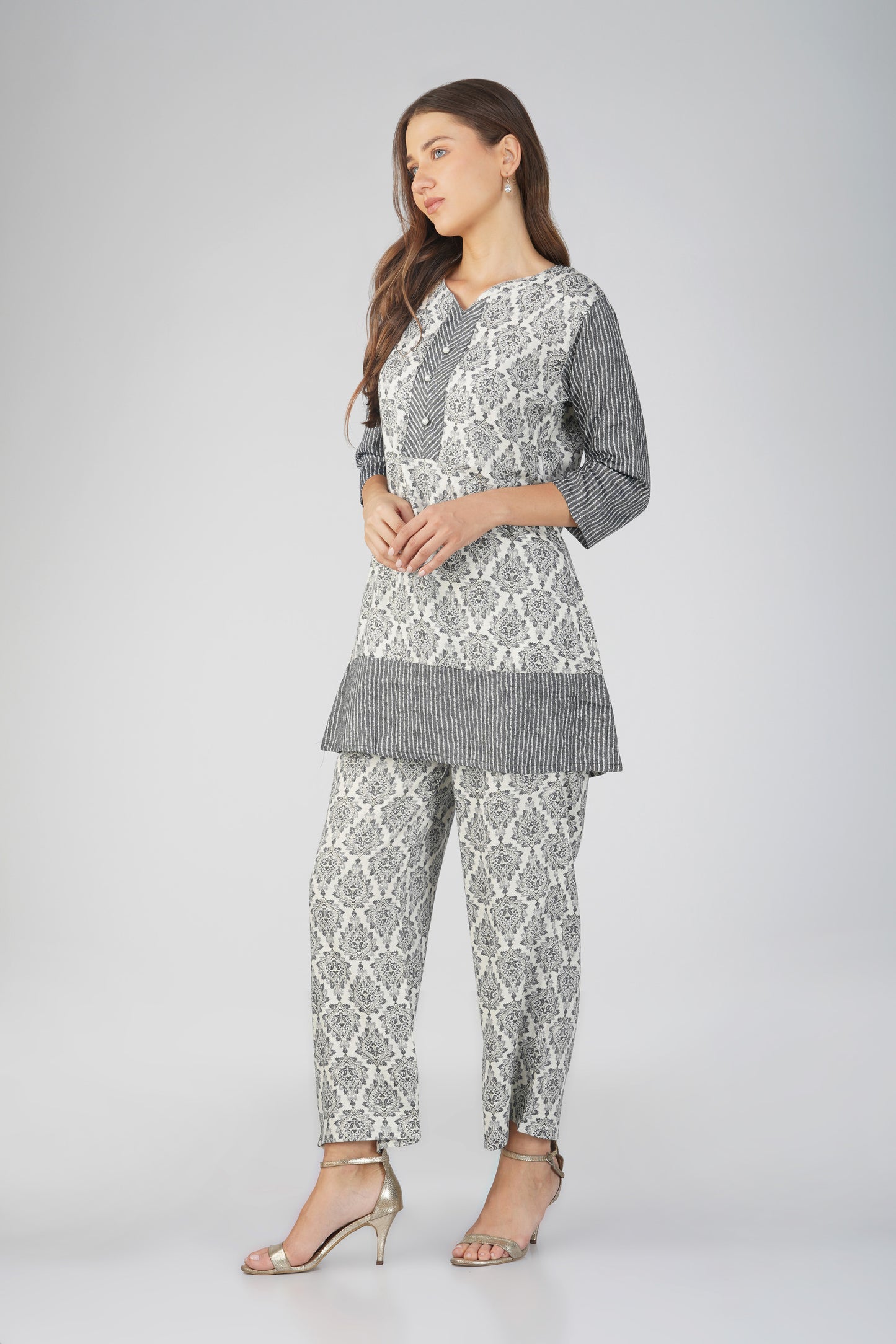 Block Print Co-ord - Dark Blue