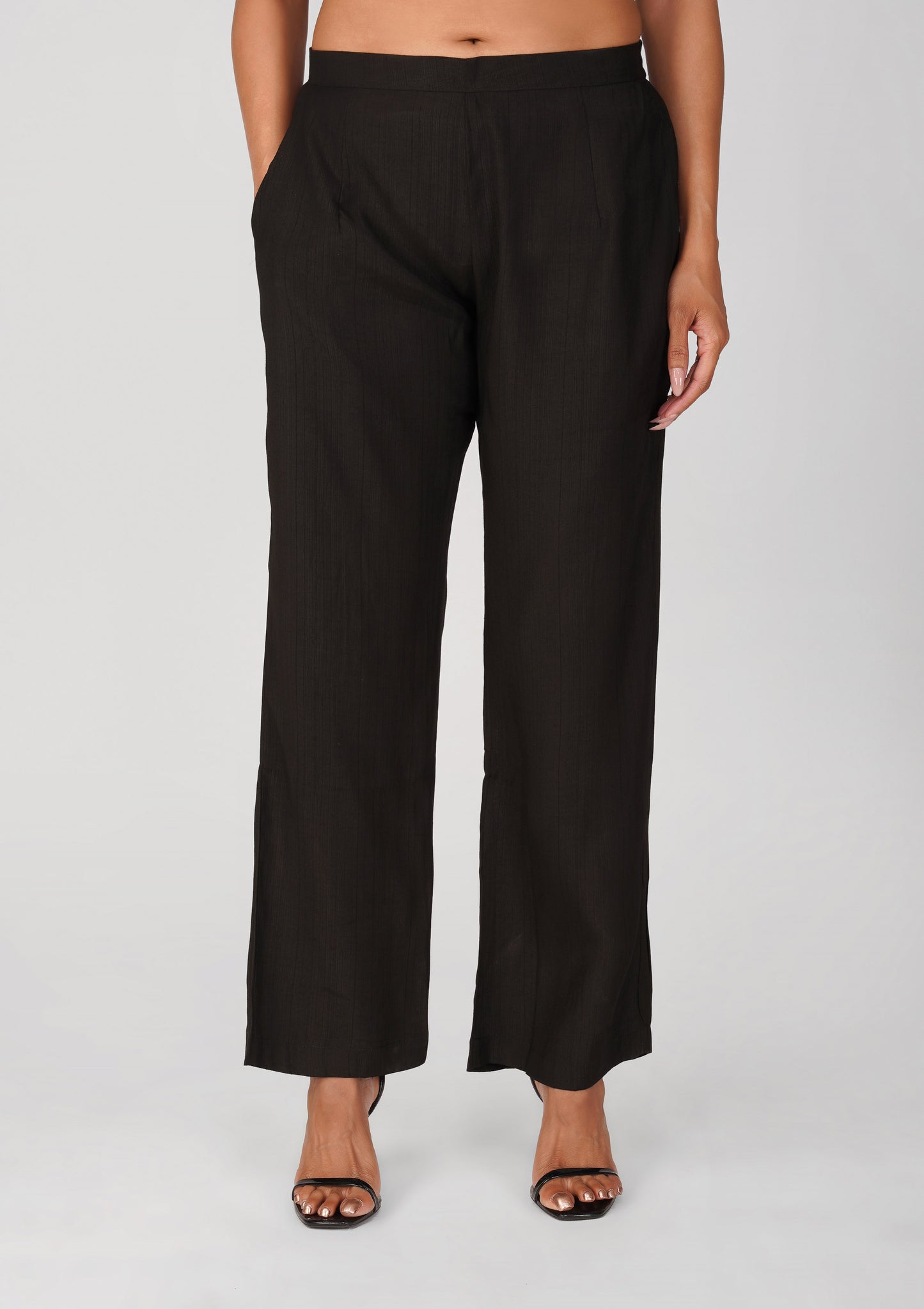 Karma Vest Co-ord Set – Black Silk Linen Western Casual Wear | Bindigasm