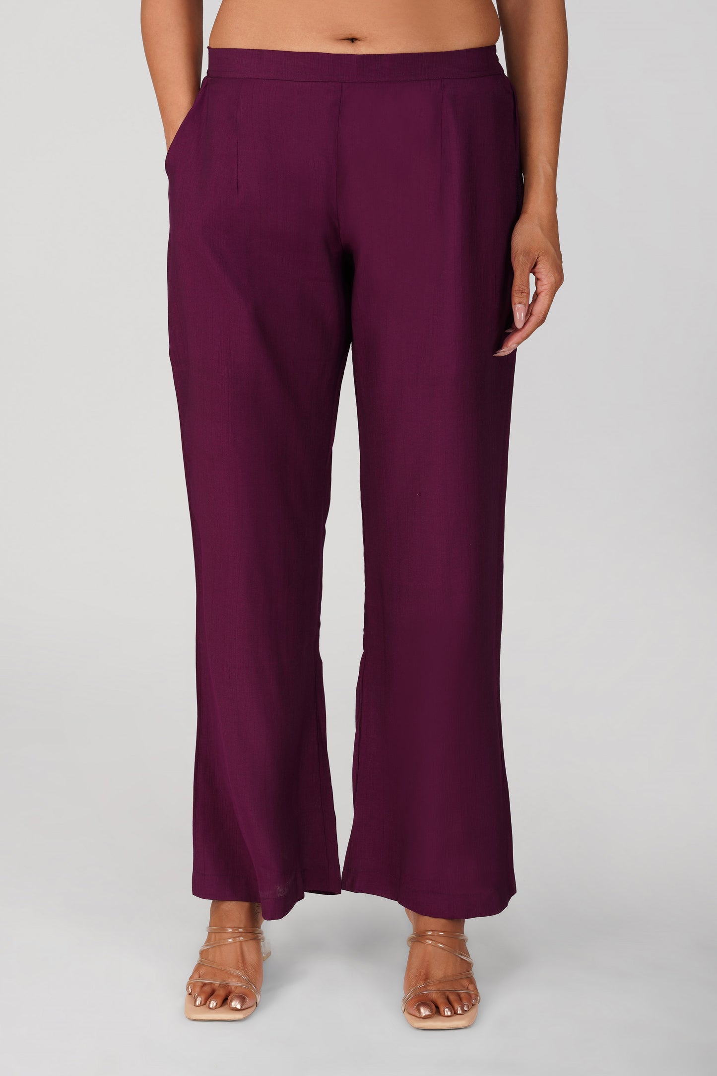 Karma Vest Co-ord Set – Purple Silk Linen Western Casual Wear | Bindigasm