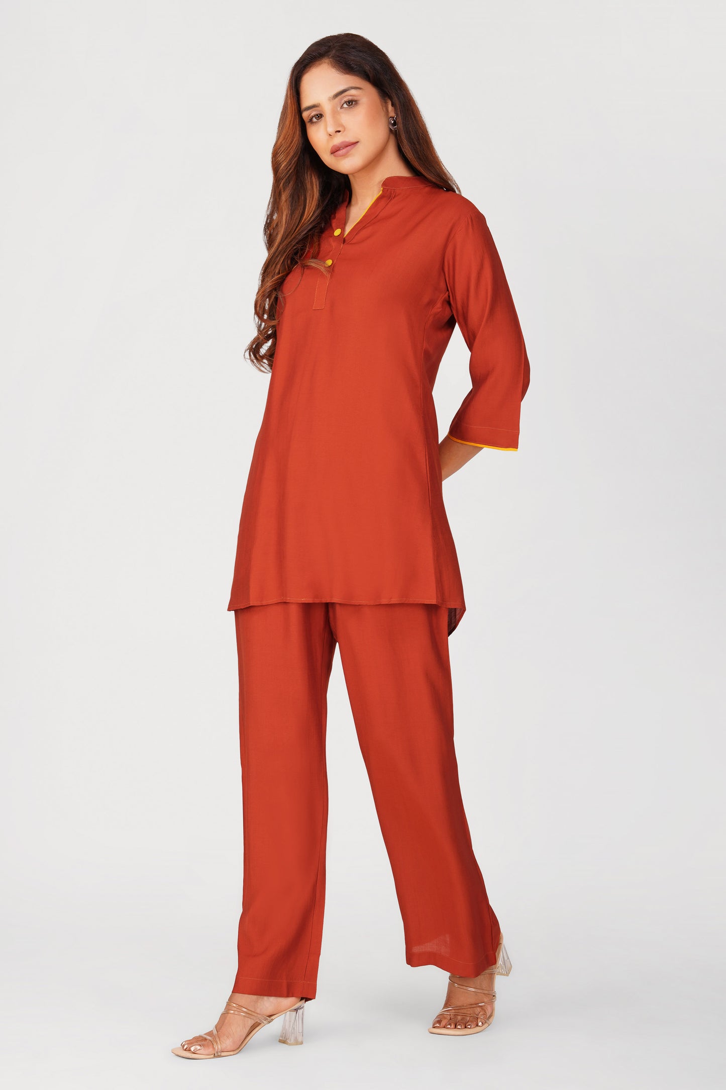Sabr Everyday Kurta Set Rust Orange | Bindigasm
