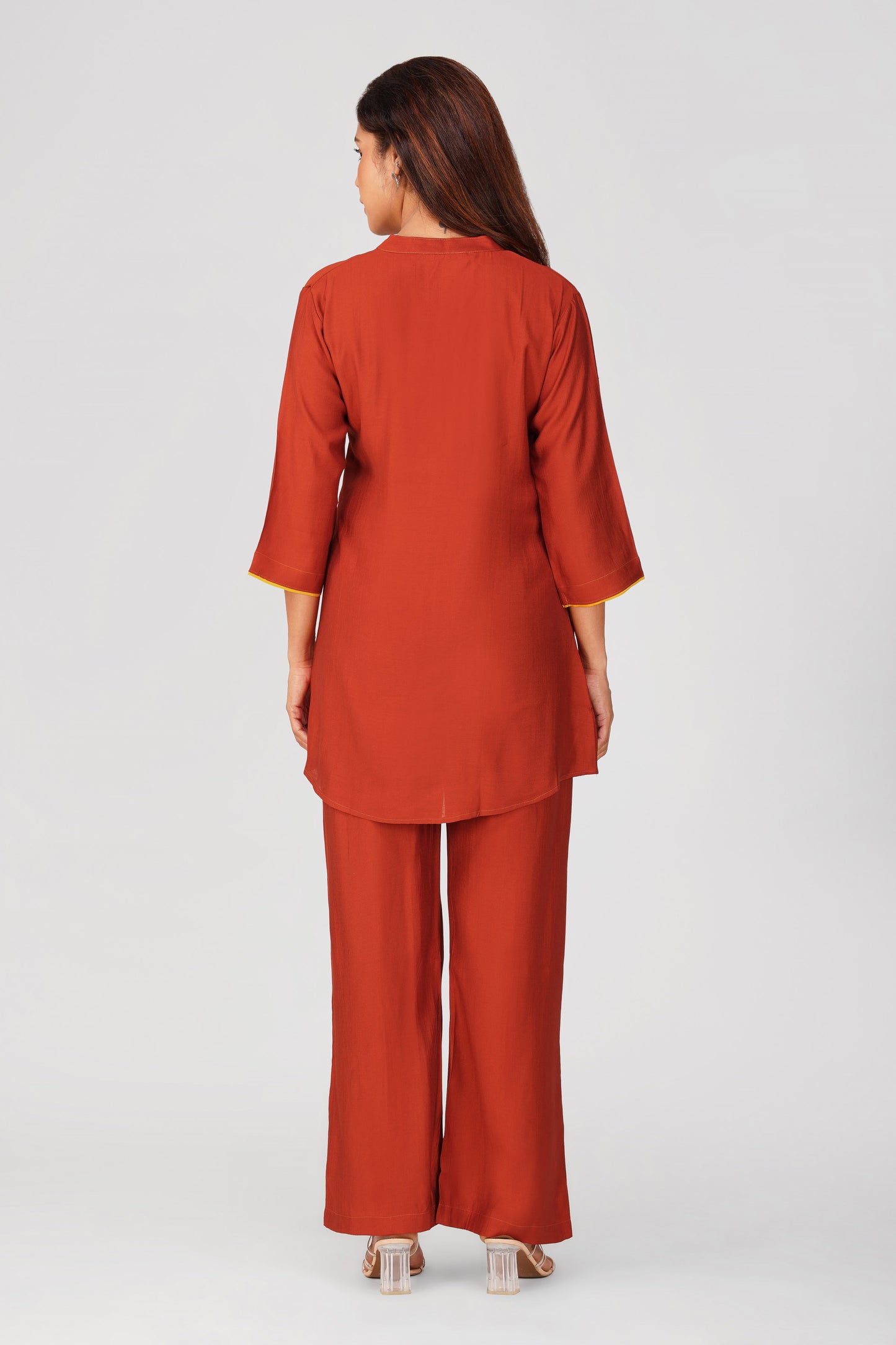 Sabr Everyday Kurta Set Rust Orange | Bindigasm