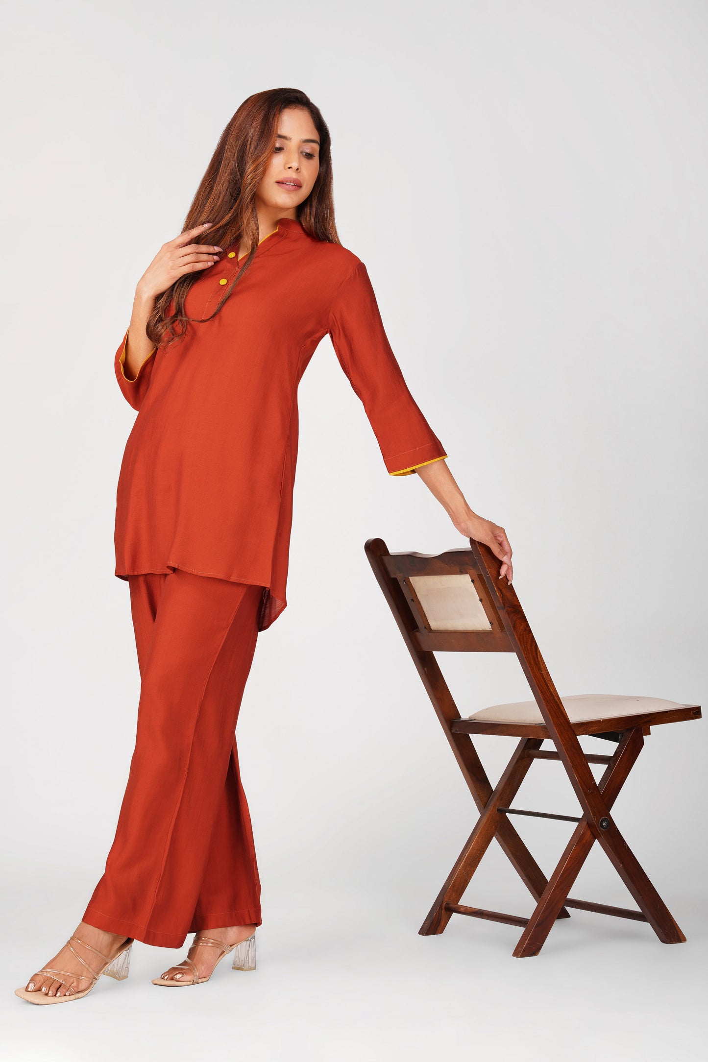 Sabr Everyday Kurta Set Rust Orange | Bindigasm