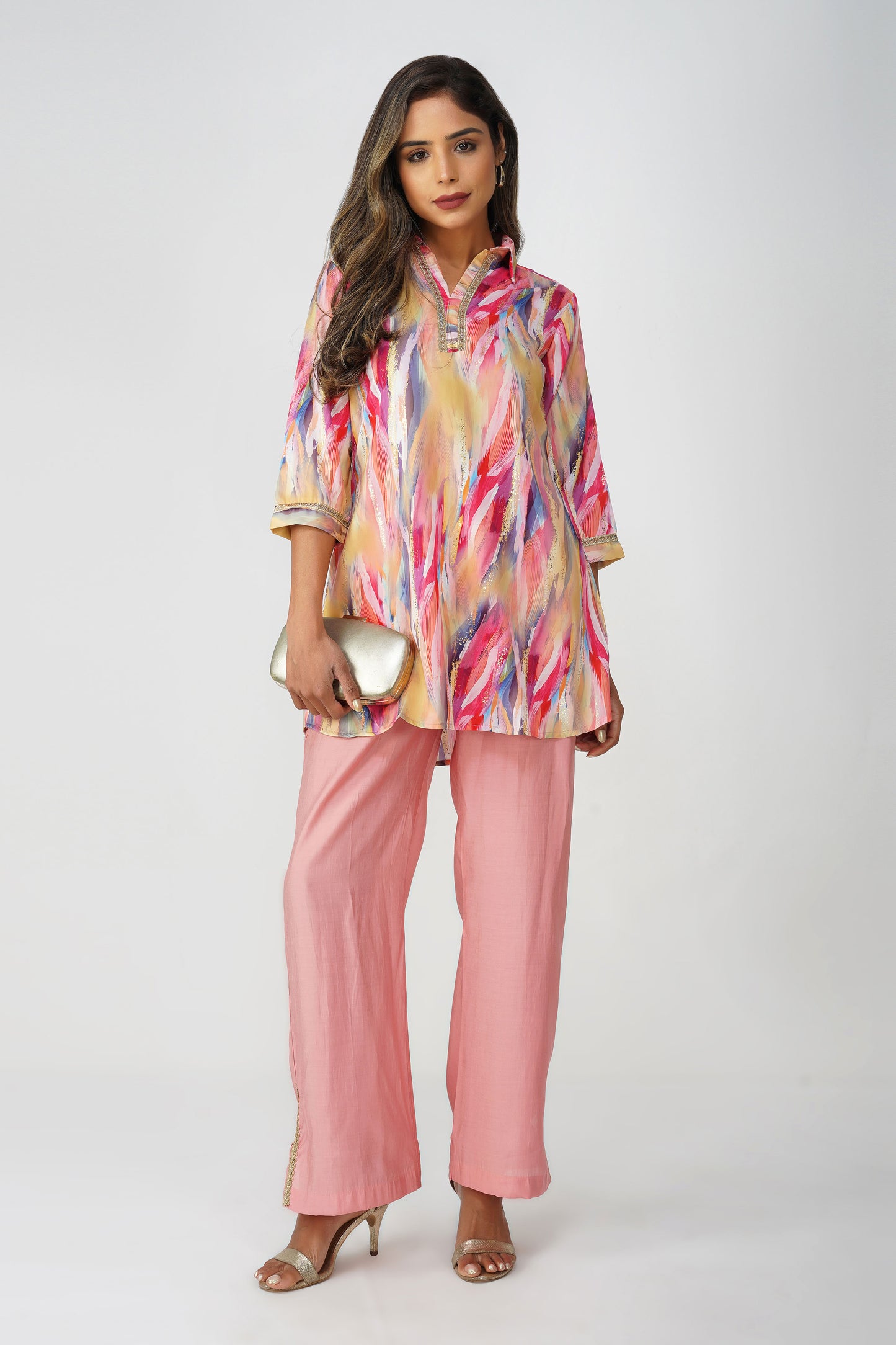 Paint Brush Satin Coord Set – Rose Pink Sorbet