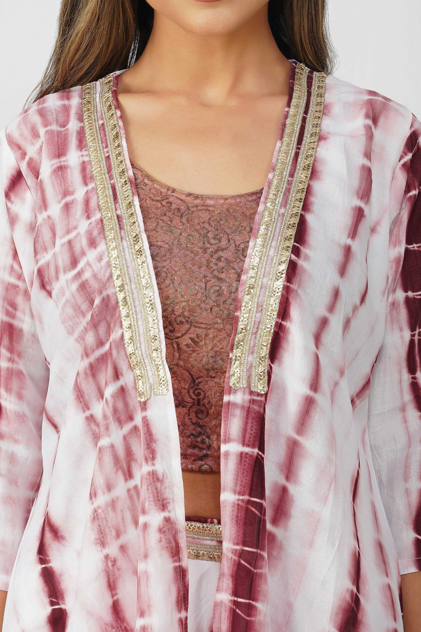 Plum Shibori Drape Skirt Set of 3 | Bindigasm