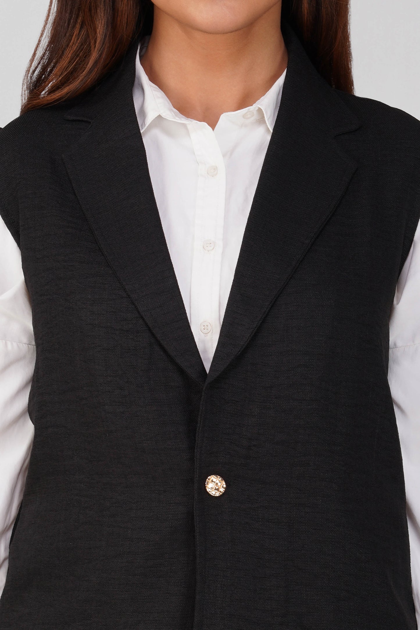 Asmi Linen Jacket Co-ord Set – Black with Paperbag Trousers | Bindigasm