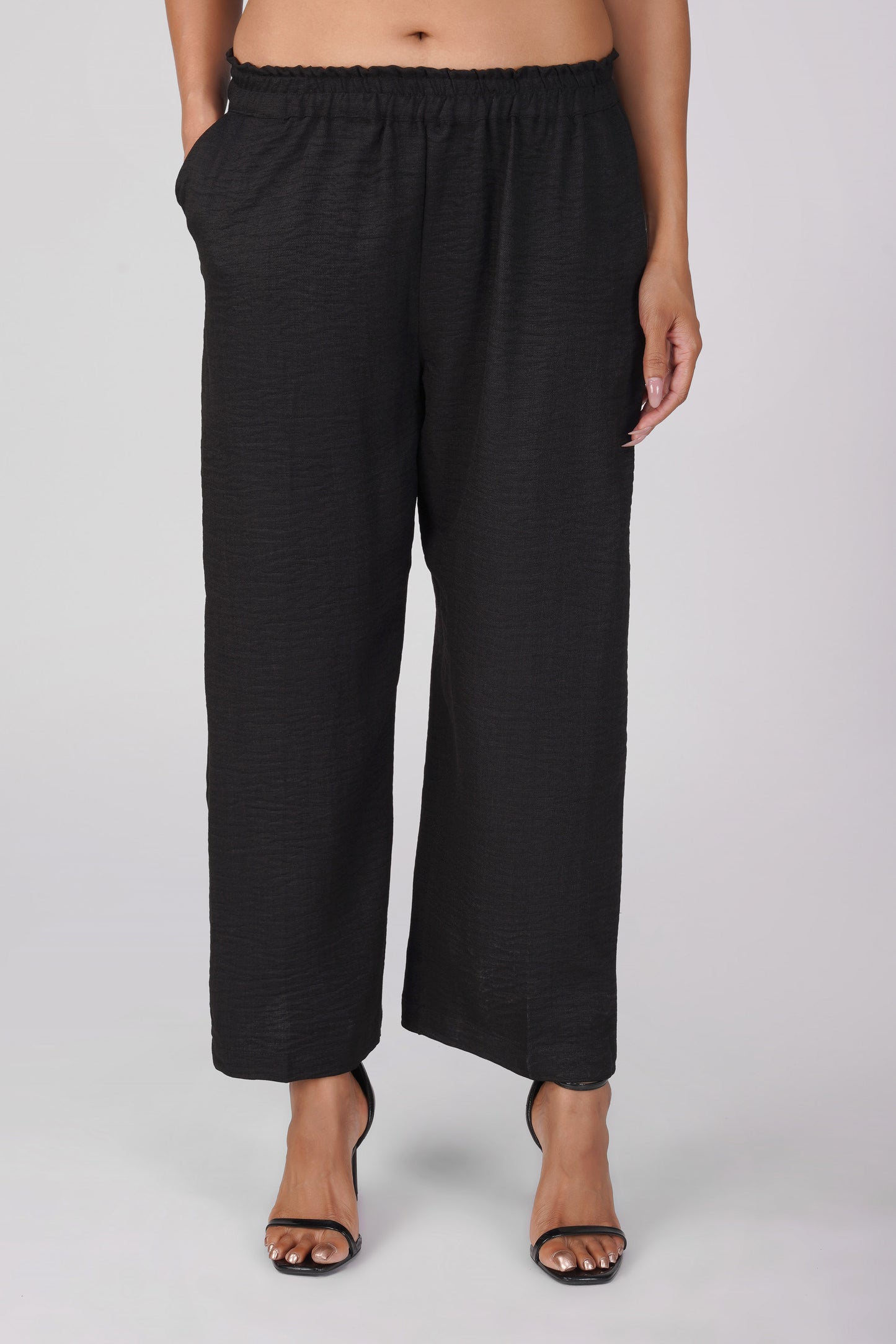 Asmi Linen Jacket Co-ord Set – Black with Paperbag Trousers | Bindigasm