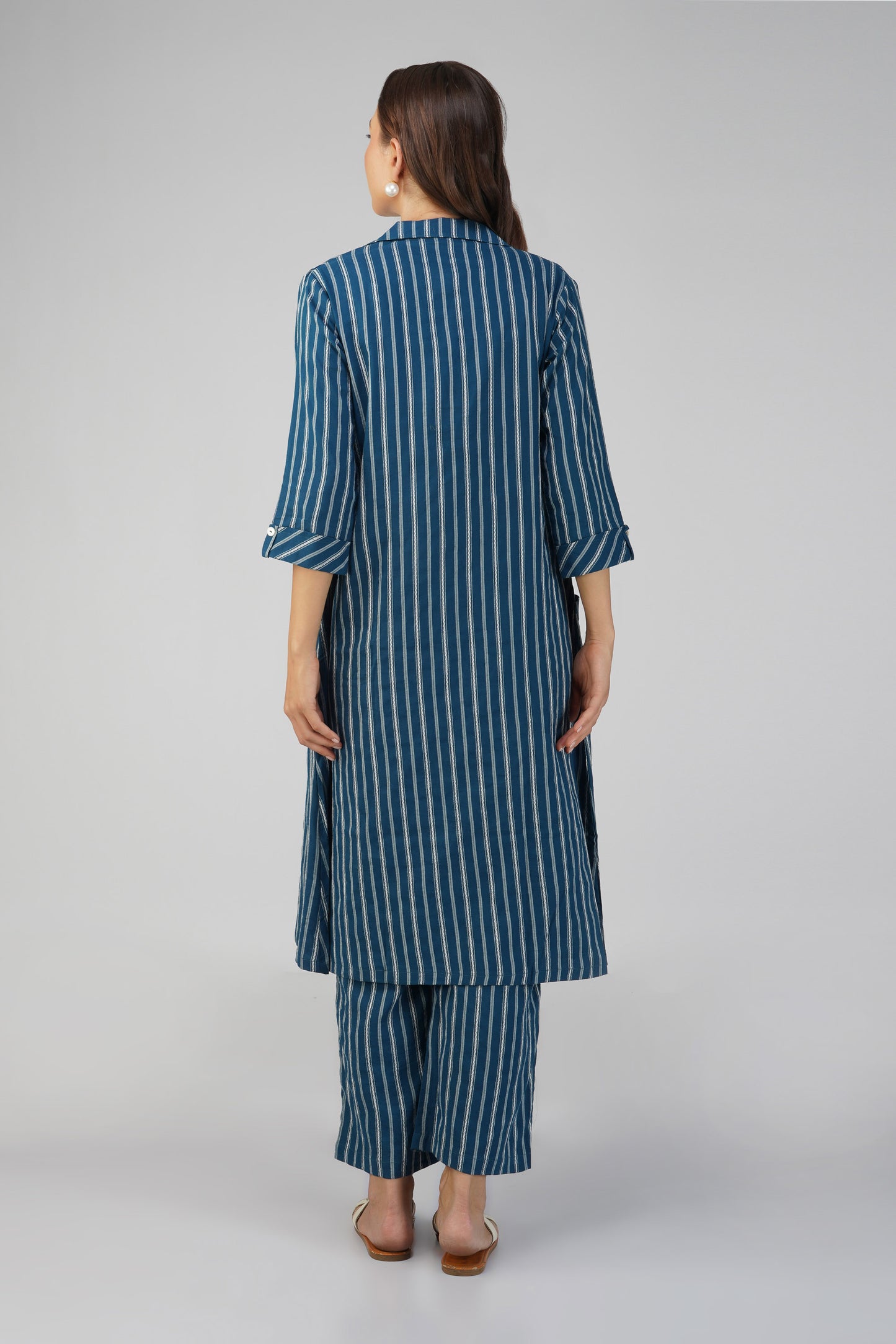 Raahi Dark Blue Jacket Co-ord Set β 3-Piece with Spaghetti Top & Flared Pants