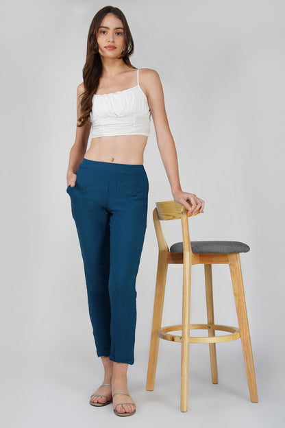 GoGo Pants – Prussian Blue Crush Trousers with Pocket