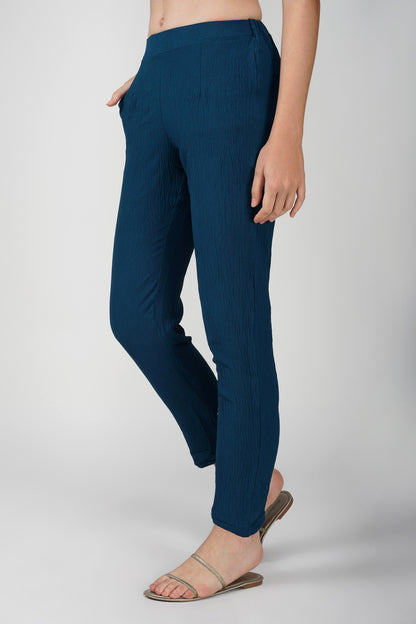 GoGo Pants – Prussian Blue Crush Trousers with Pocket