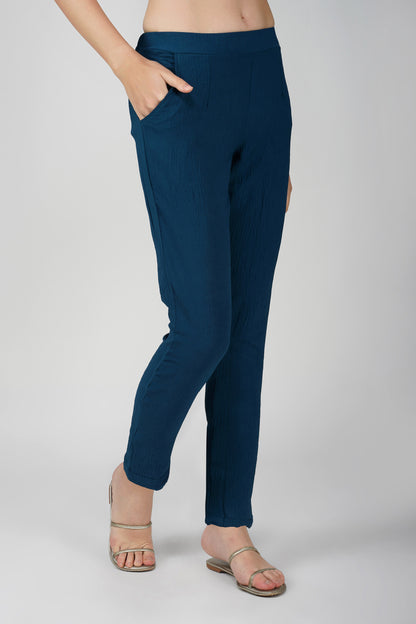 GoGo Pants – Prussian Blue Crush Trousers with Pocket