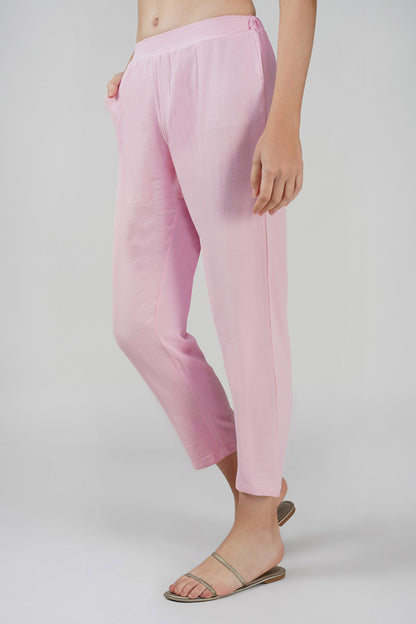 GoGo Pants – Blush Pink Soft Crush Trousers with Pocket