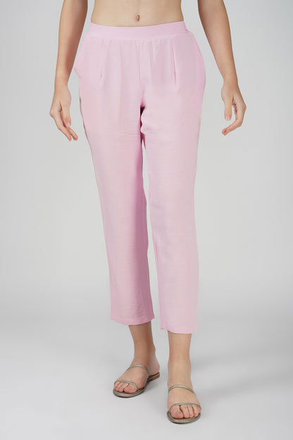 GoGo Pants – Blush Pink Soft Crush Trousers with Pocket