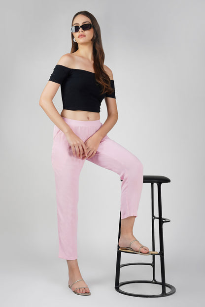 GoGo Pants – Blush Pink Soft Crush Trousers with Pocket