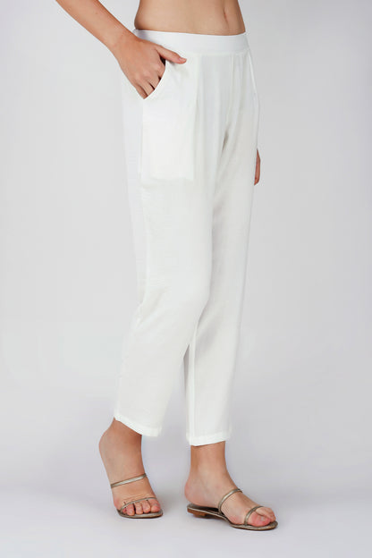 GoGo Pants – Soft Crush White Everyday Bottoms with Pocket