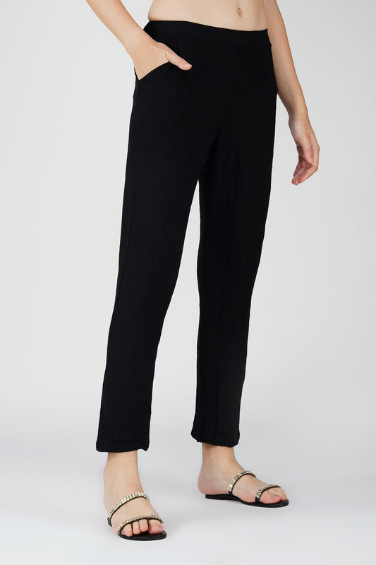 GoGo Pants – Soft Crush Black Everyday Bottoms with Pocket