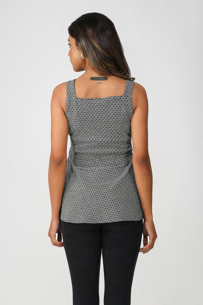 Midnight Spark Peplum Top – Black Silver Diamond Partywear Top