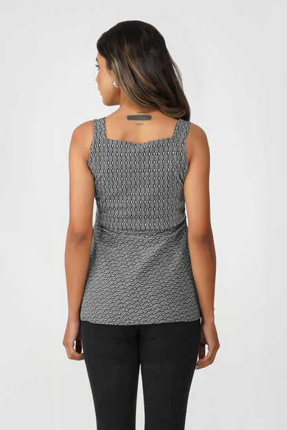 Midnight Spark Peplum Top – Black Silver Diamond Partywear Top