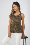 Fiesta Glow Peplum Top – Peacock Green Gold Textured Sleeveless Blouse