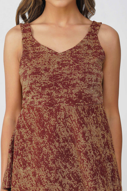 Fiesta Gold Shimmer Peplum Top – Wine Lurex Sleeveless