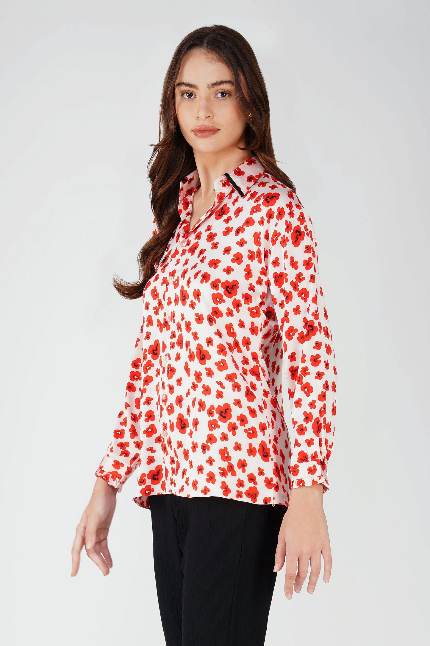 Poppy Hand Work Embellished Satin Shirt