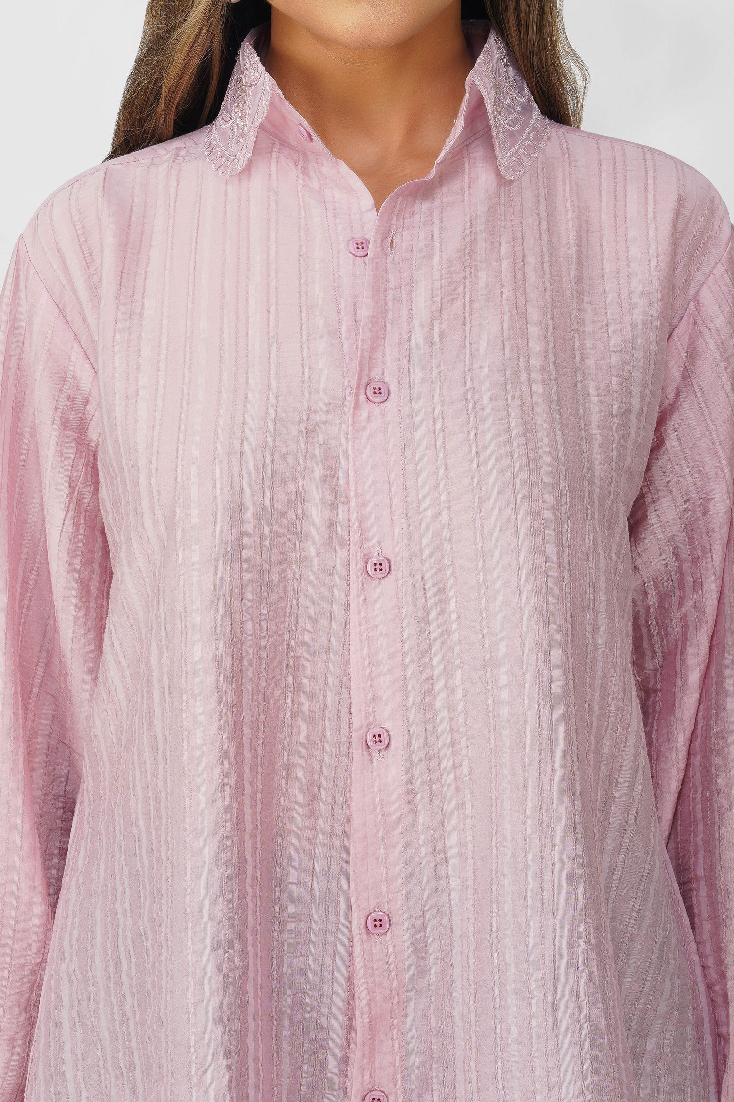 Couture Silk Collar Shirt – Rosé Blush
