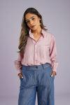 Couture Silk Collar Shirt – Rosé Blush