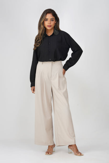Couture Silk Collar Shirt – Midnight Muse