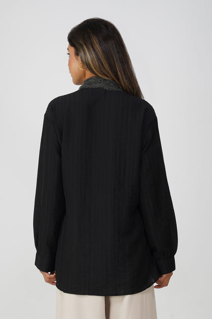 Couture Silk Collar Shirt – Midnight Muse