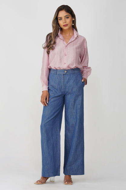Couture Silk Collar Shirt – Rosé Blush