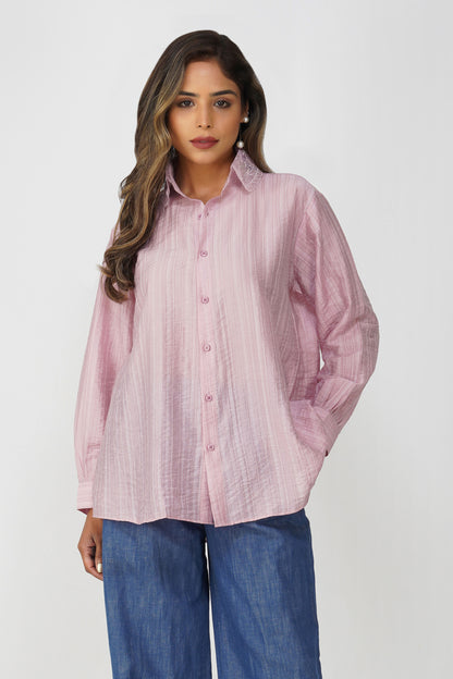 Couture Silk Collar Shirt – Rosé Blush