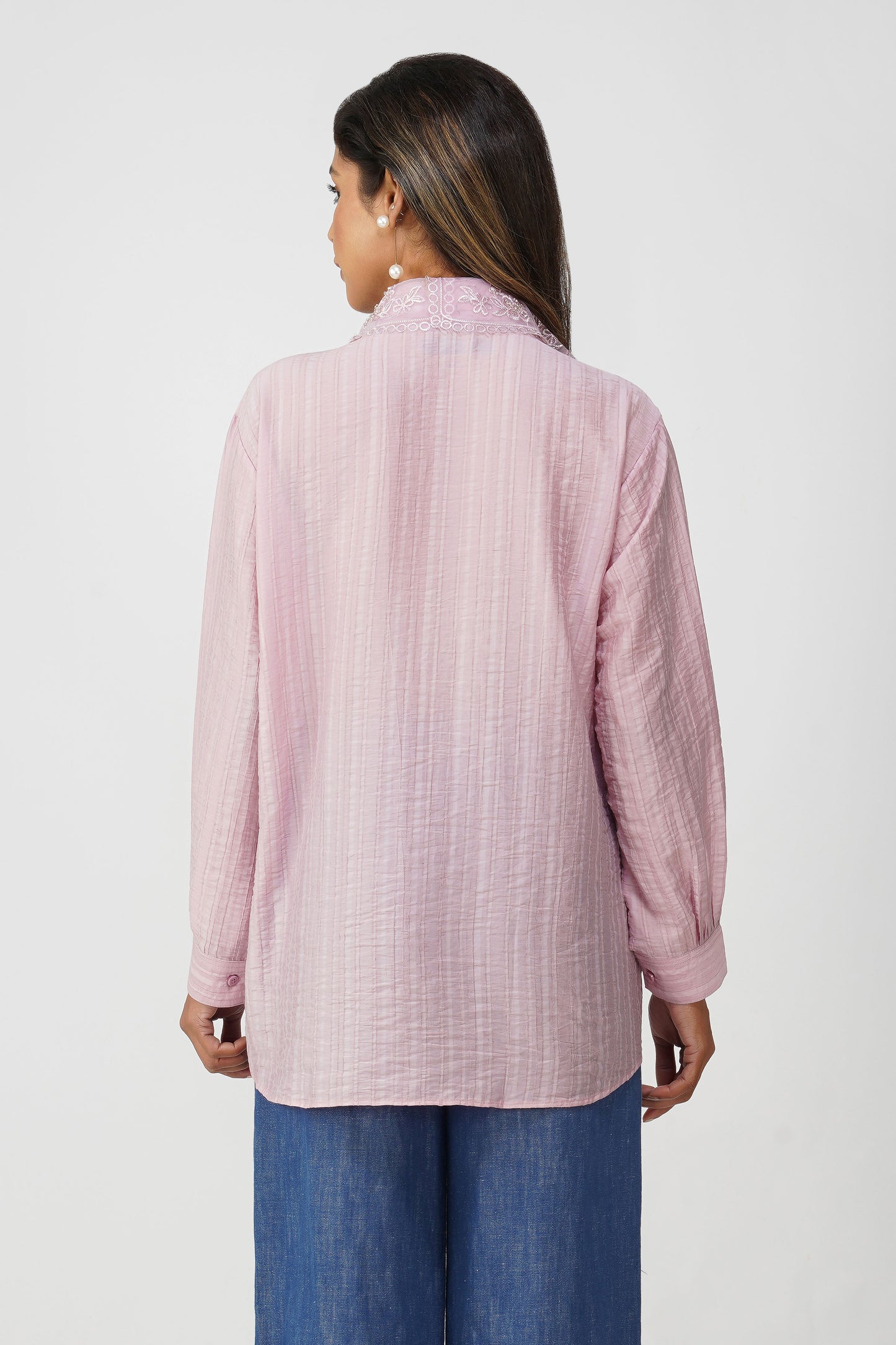 Couture Silk Collar Shirt – Rosé Blush