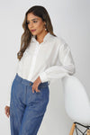 Couture Silk Collar Shirt – White