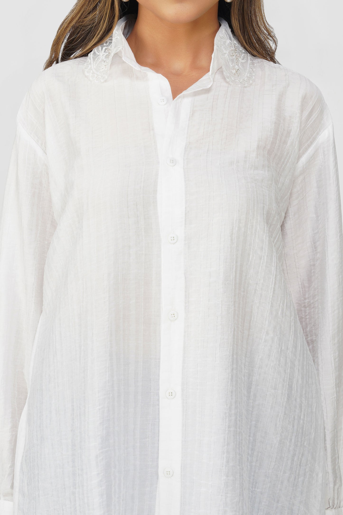 Couture Silk Collar Shirt – White