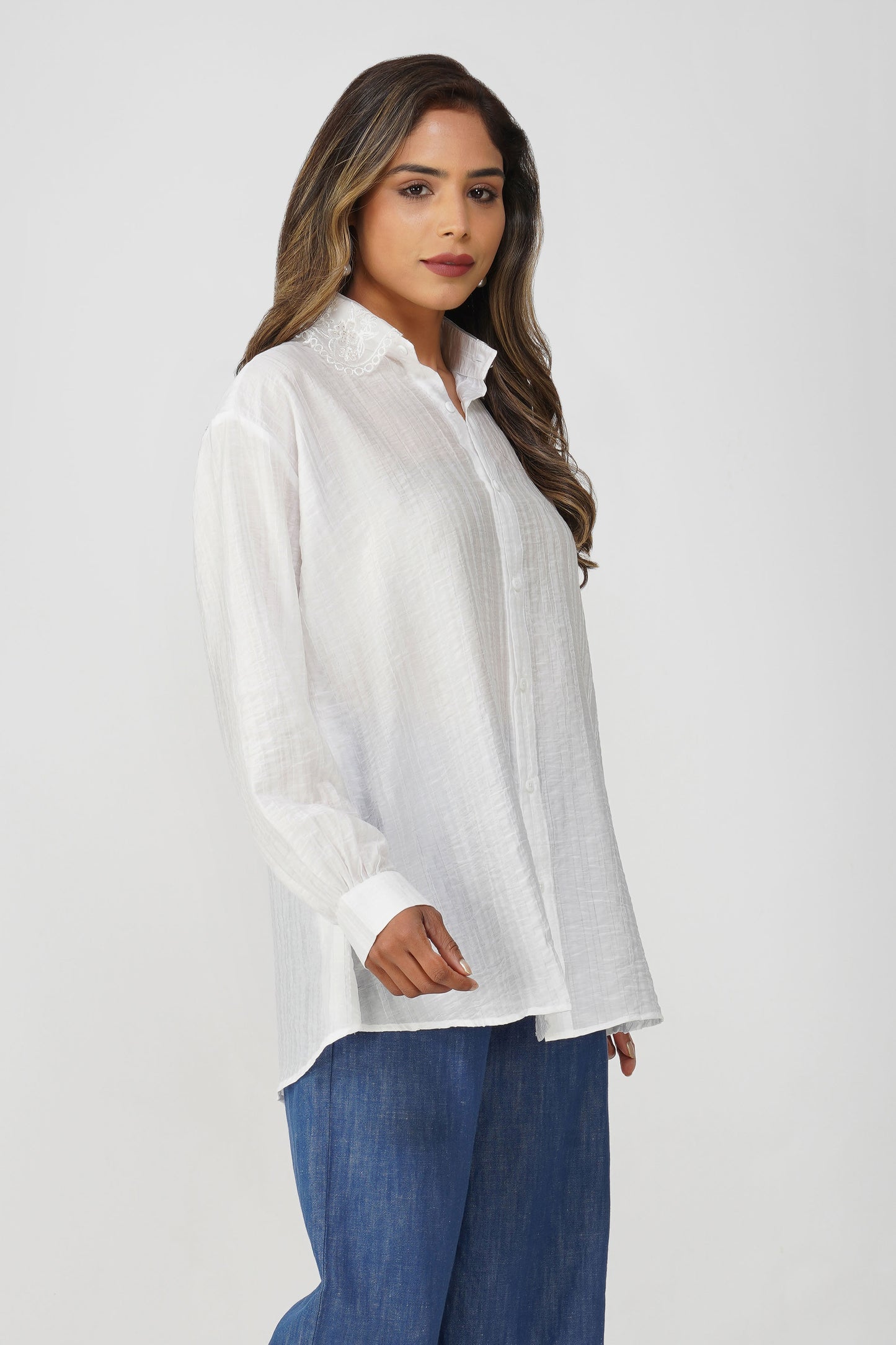 Couture Silk Collar Shirt – White