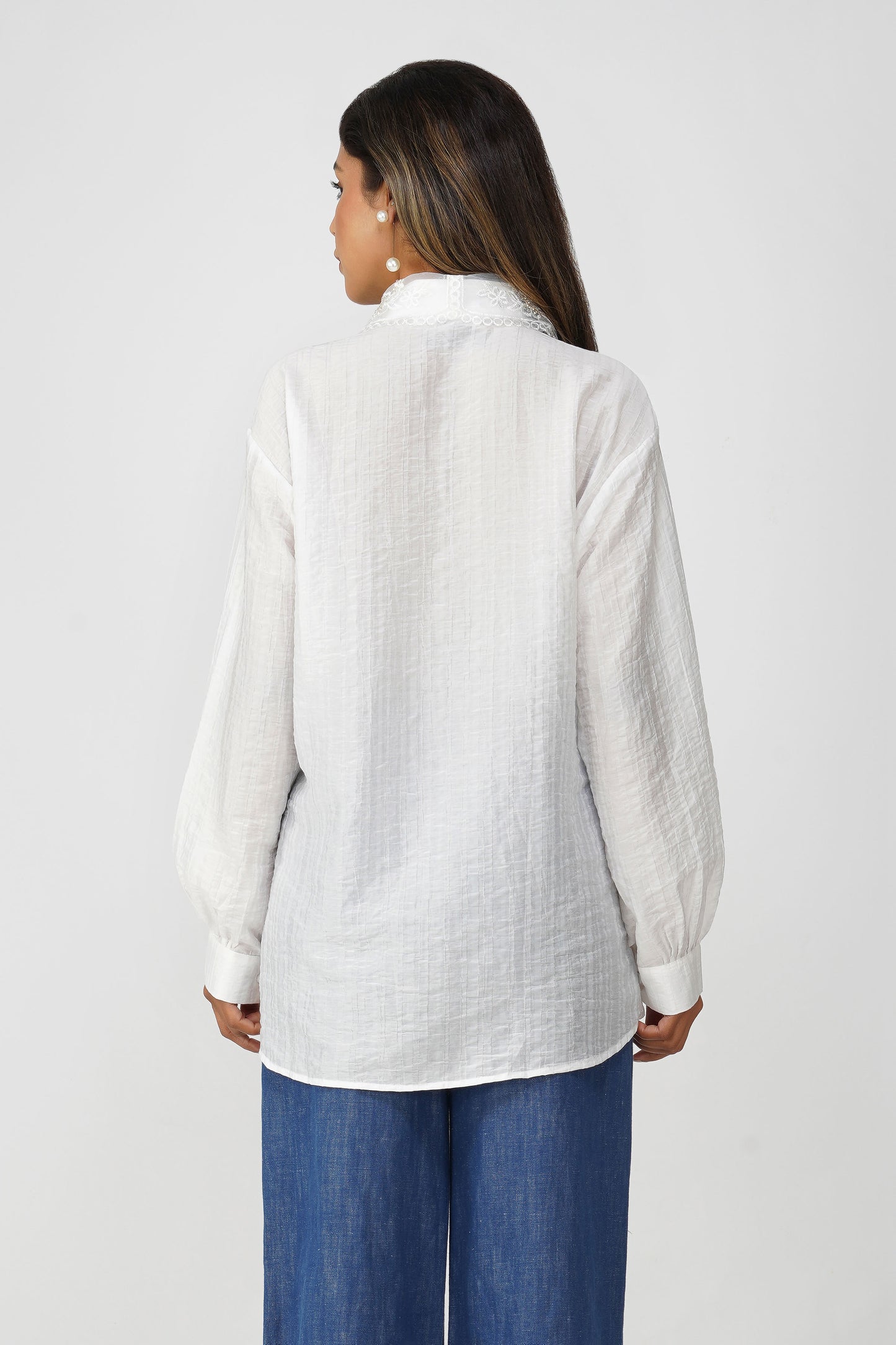 Couture Silk Collar Shirt – White